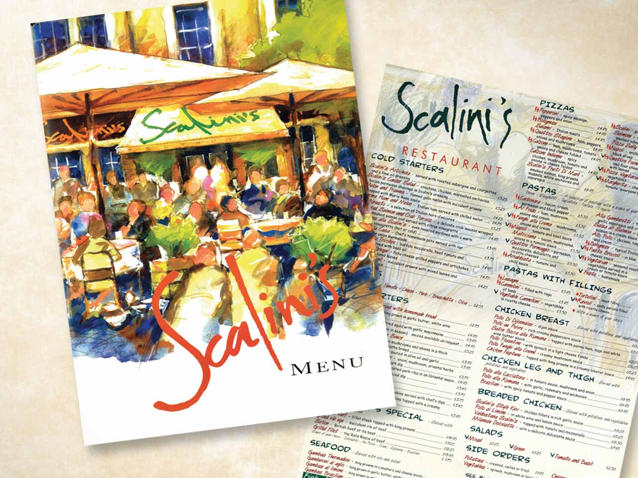 scalini's menu example